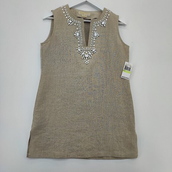 Michael Kors Dresses & Skirts - Michael Kors Women's Dress Wheat Mid Thigh 100% Linen Size 4